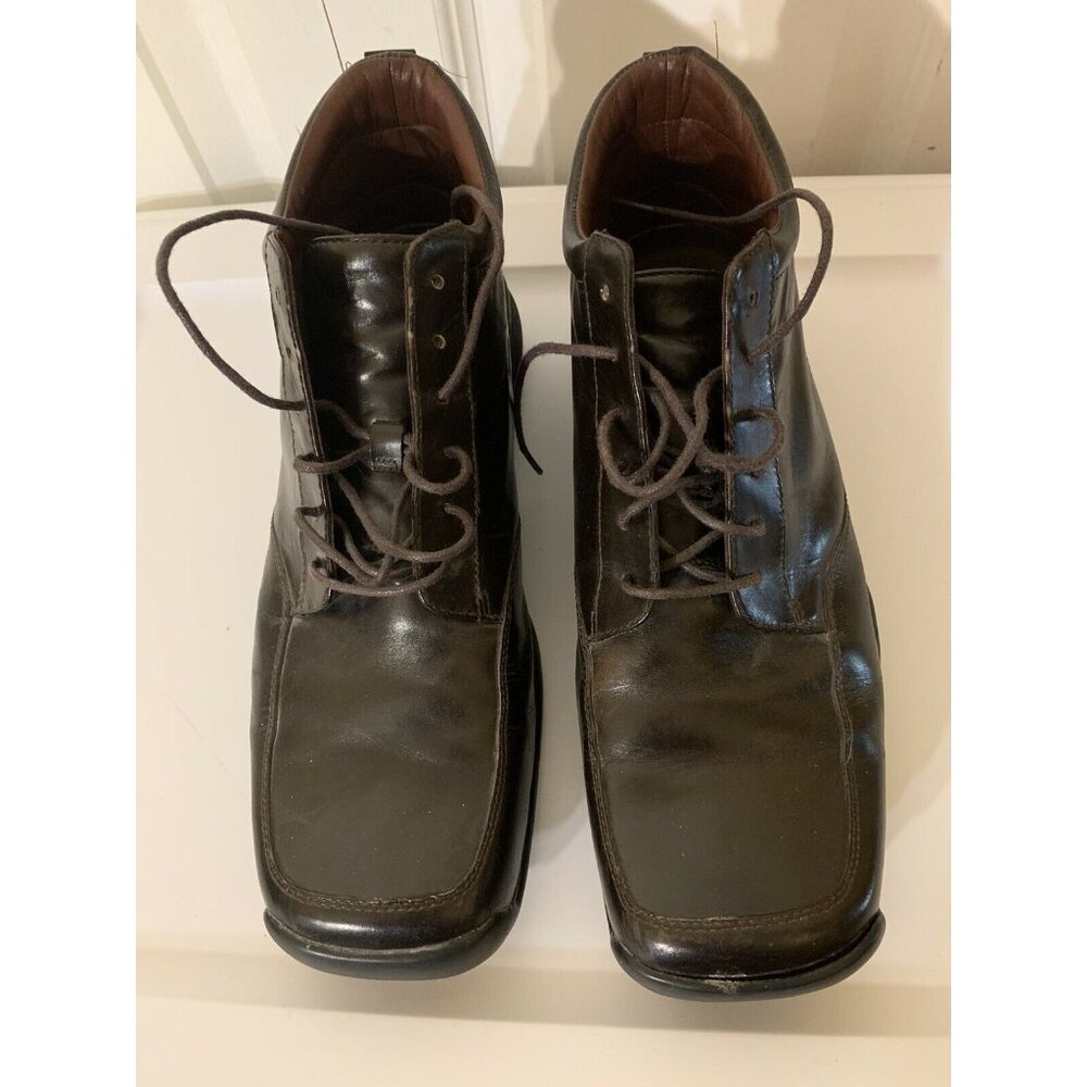Kenneth Cole New York Men’s Sz 8 Square Toe Ankle Boots‎ Brown Leather Shoes